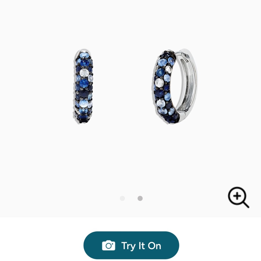 Effy Sterling Silver Blue Multi-Tone Pavé Huggie Earrings